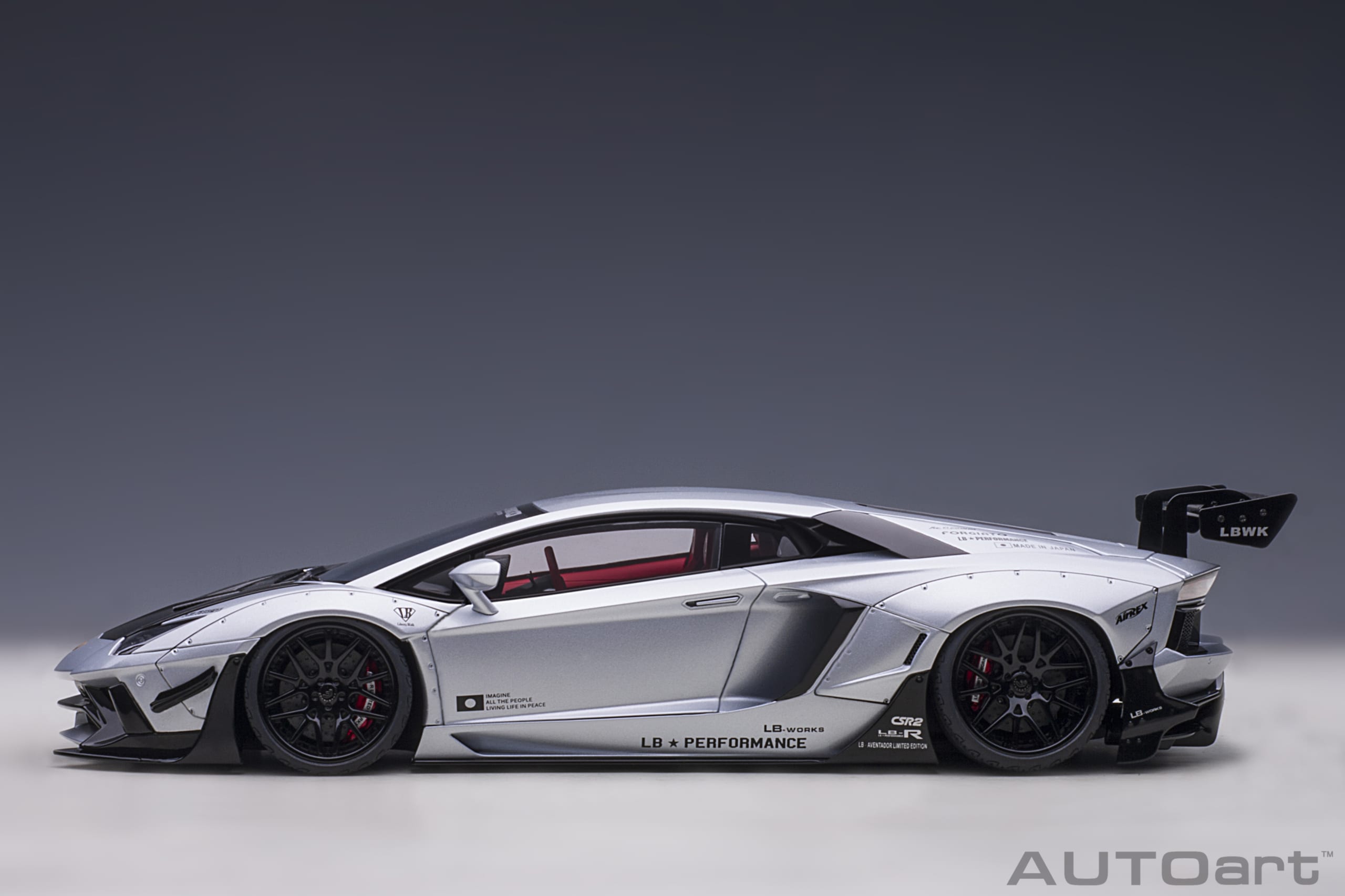 LB-Works Lamborghini Aventador Limited Edition matt silver metallic/carbon bonnet 1:18 AUTOart