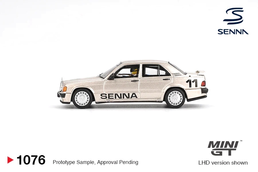 Mercedes-Benz 190E 2.3-16 #11 A.Senna Race of Champions 1984 with Figure 1:64 Mini GT