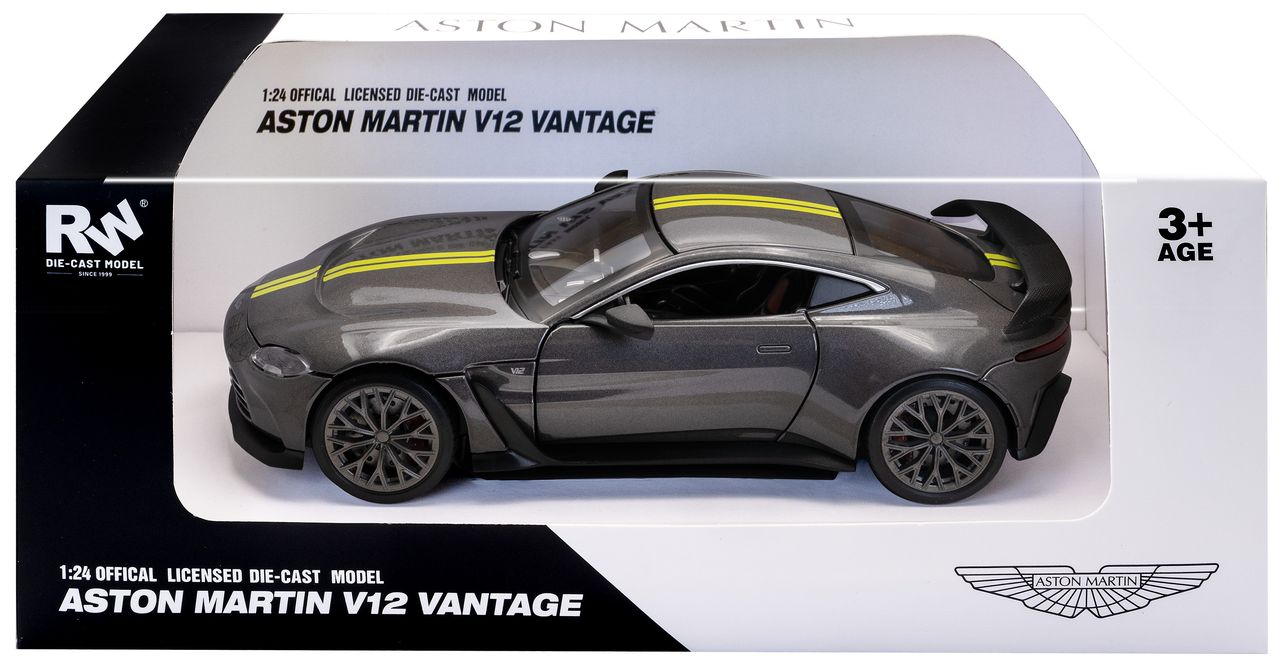 Aston Martin V12 Vantage grey/yellow stripes 1:24 RE.EL Toys
