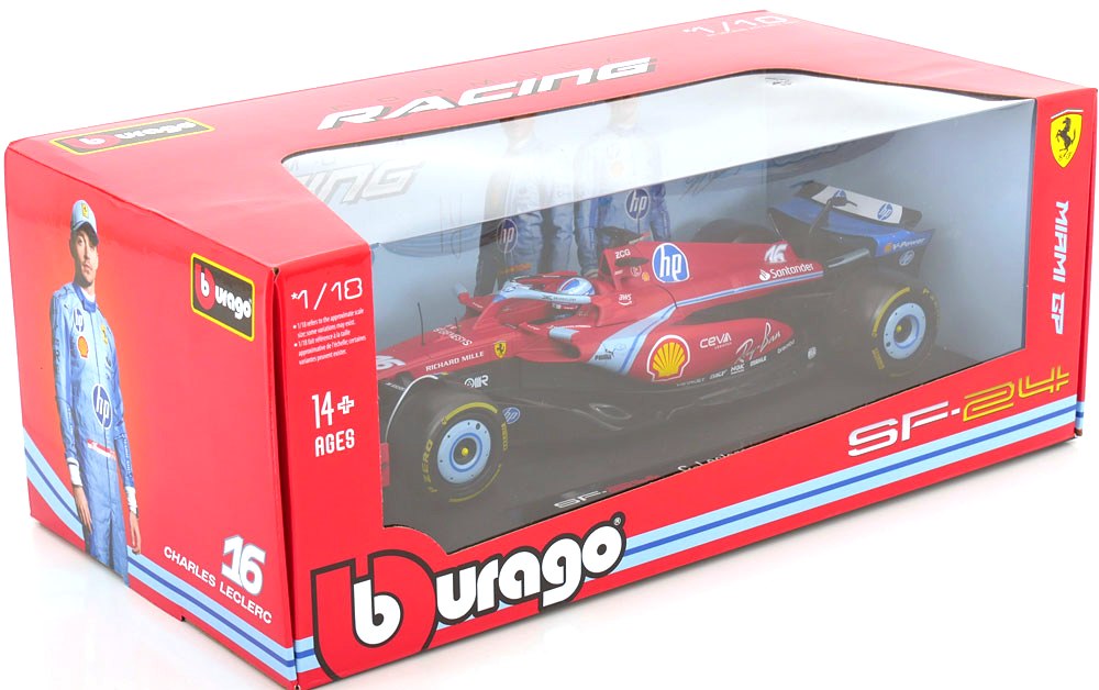 Ferrari SF-24 #16 C.Leclerc 3rd Miami GP 2024 1:18 Bburago