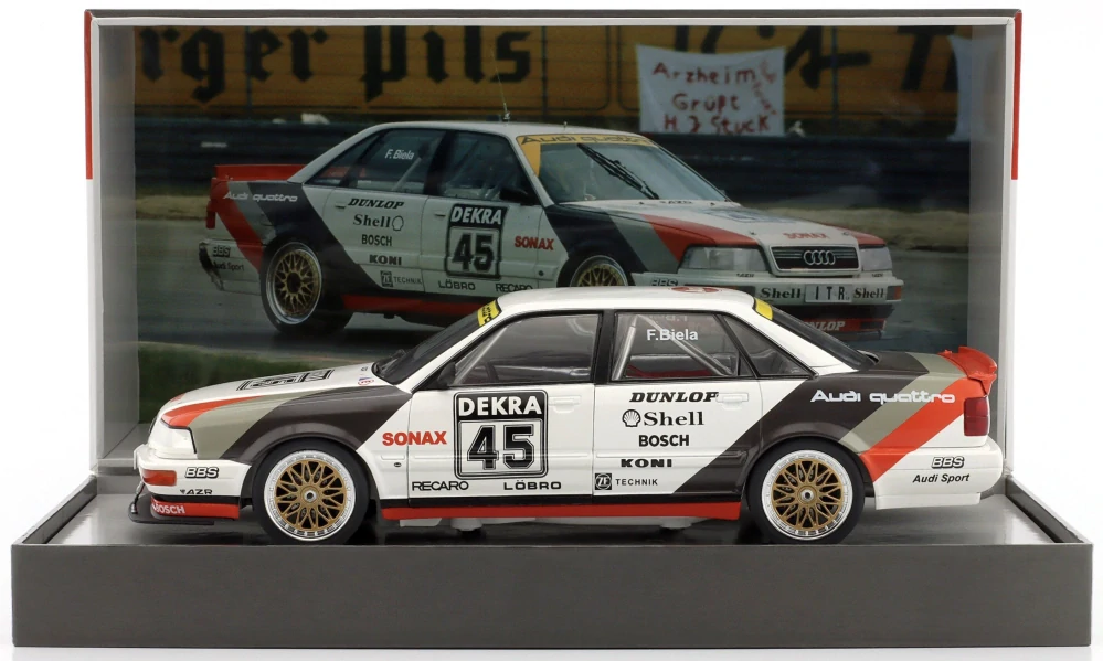 Audi V8 Quattro Team AZR #45 Frank Biela DTM Champion 1991 with Collector Box 1:18 Werk83