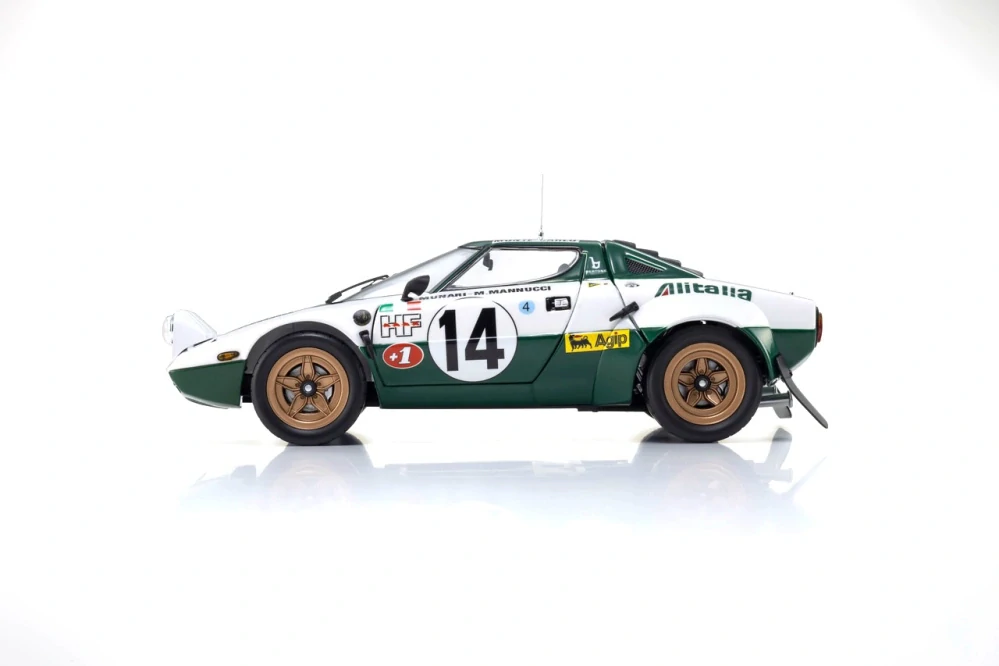 Lancia Stratos HF Alitalia #14 Munari/Mannucci Winner Rally Monte-Carlo 1975 night version 1:18 Kyosho
