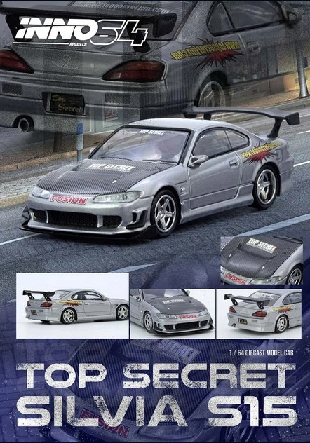Nissan Top Secret Silvia (S15) silver 1:64 Inno Models