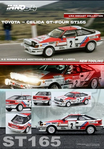 Toyota Celica GT-Four (ST165) #2 C.Sainz/L.Moya Winner Rally Monte Carlo 1991 white/red 1:64 Inno Models