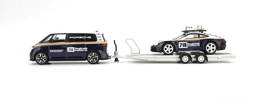 Porsche 911 #718 Dakar + Volkswagen ID. Buzz Porsche Centrum Gelderland Roughroads 2025 Set 1:64 Mini GT