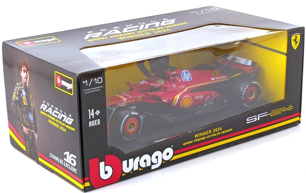 Ferrari F1 #16 C.Leclerc Winner Italy Monza GP 2024 1:18 Bburago