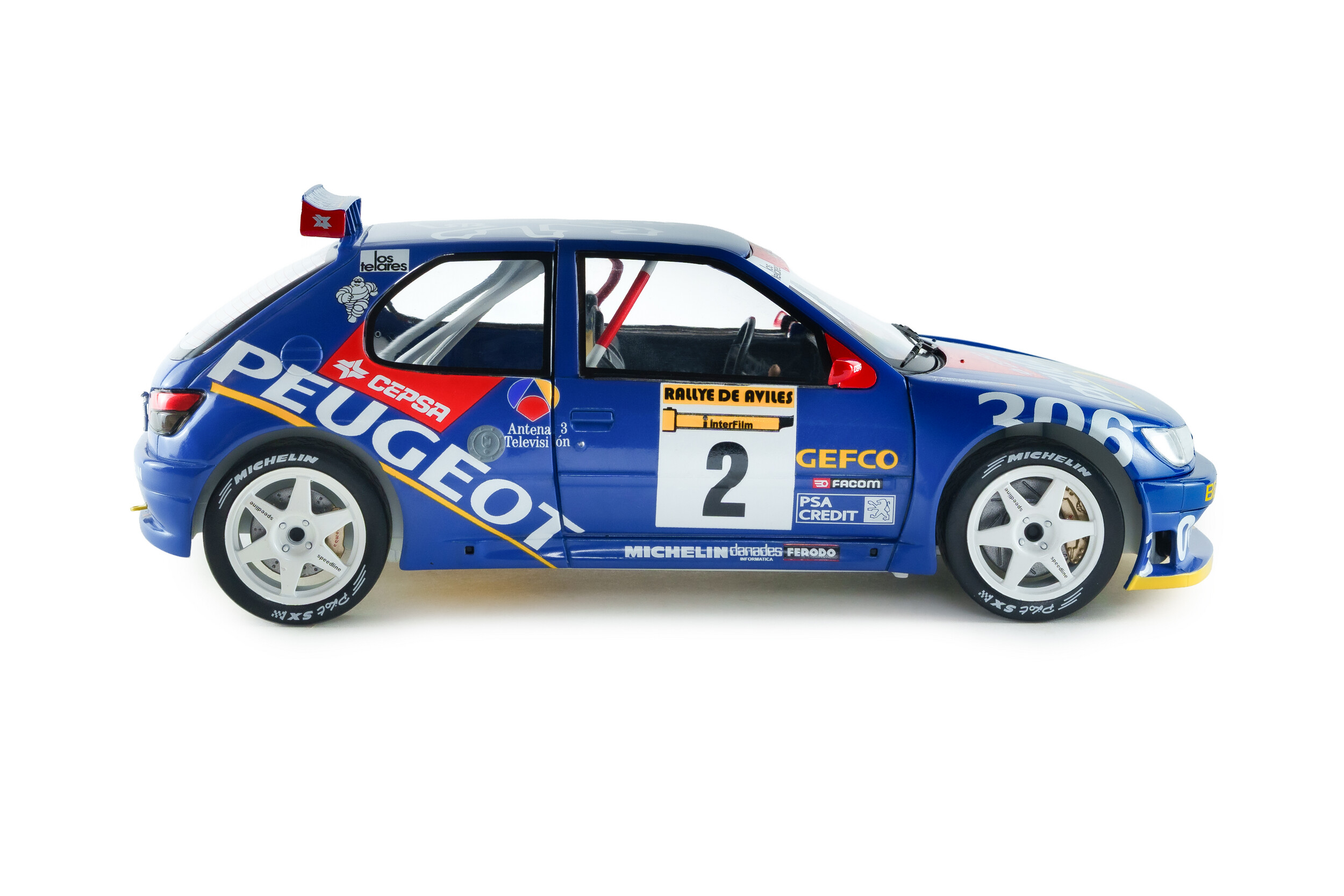 Peugeot 306 Maxi Blue #2 Ascona/Billmaier Rally de Aviles 1997 1:18 Solido