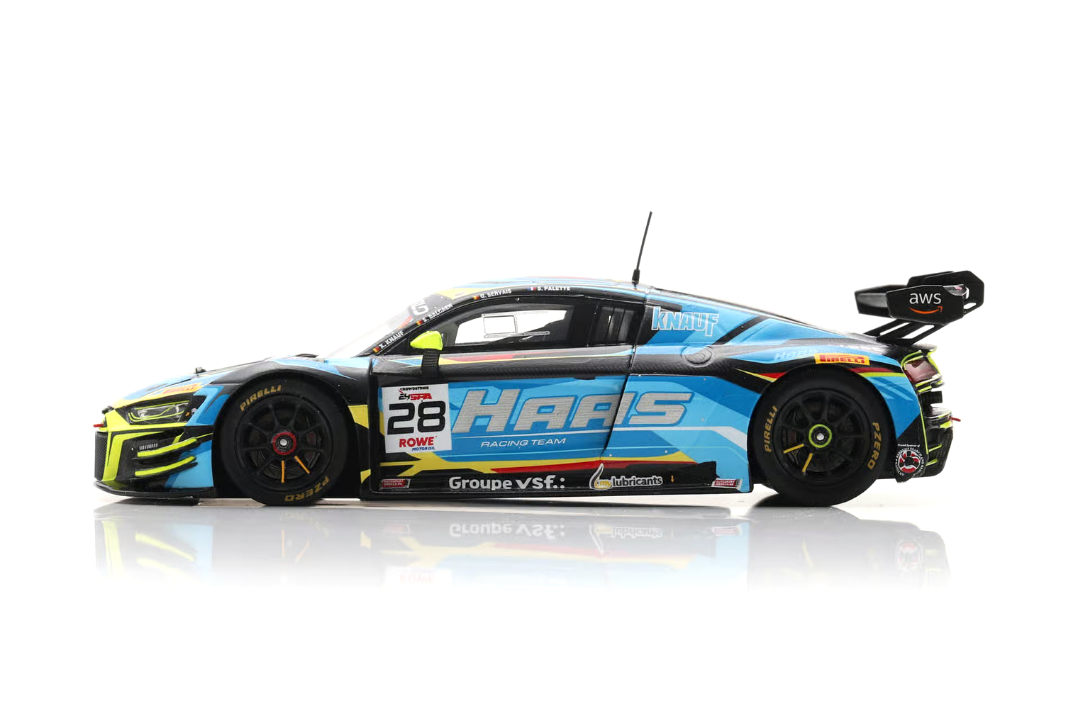 Audi R8 LMS GT3 EVO II Haas RT #28 Knauf/Balcaen/Servais/Palette 24H Spa 2025 1:43 Spark 