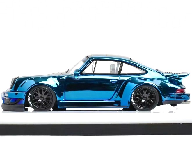 Porsche RWB 930 chrome blue 1:64 My Model Collect