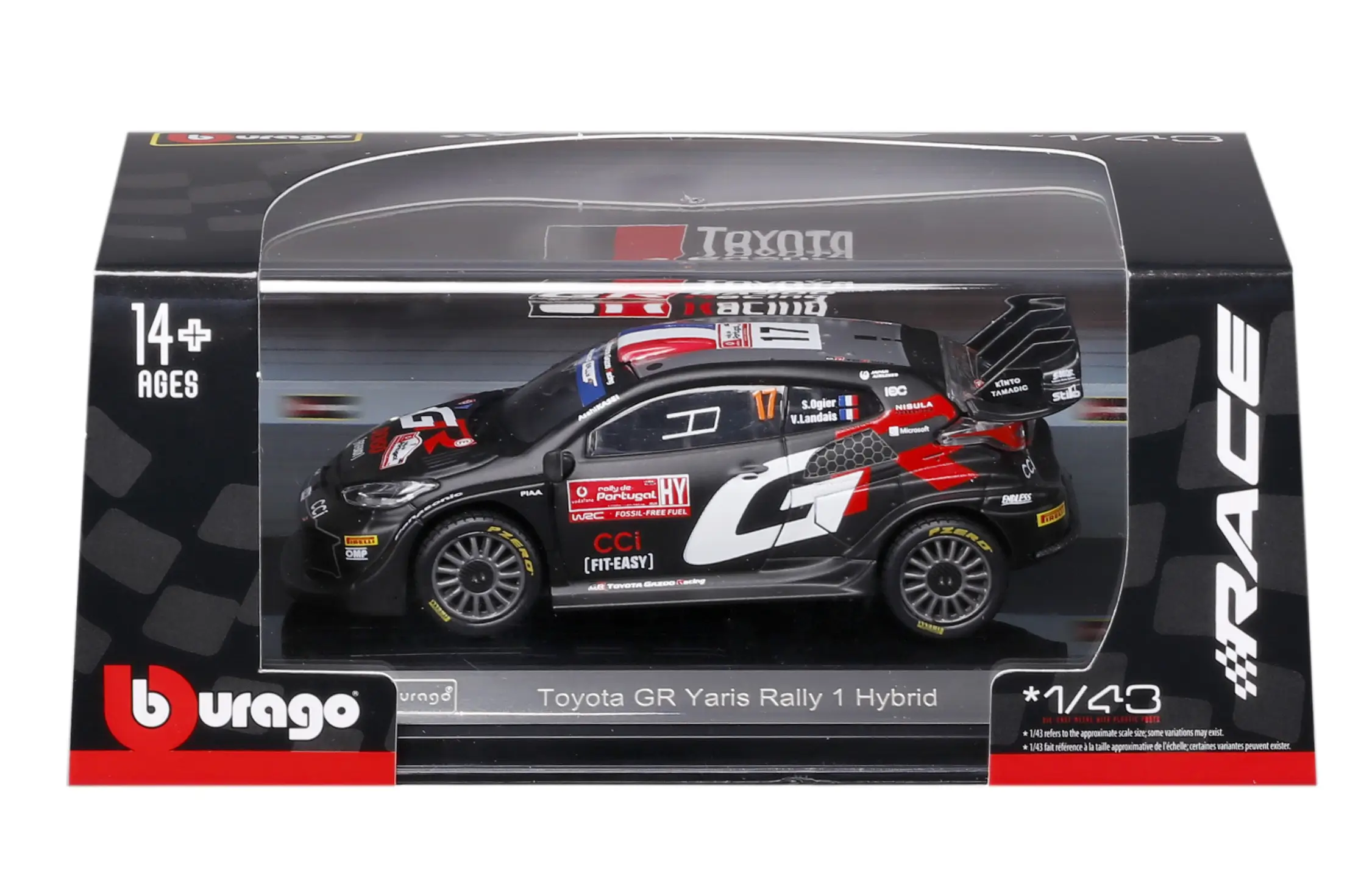 Toyota Yaris GR Rally1 Hybrid Team Toyota GAZOO Racing WRT #17 Ogier/Landais Rally 2024 1:43 Bburago