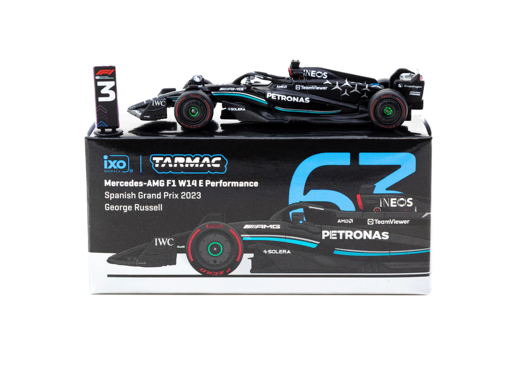 Mercedes-AMG F1 W14 E Performance #63 George Russell Spanish Grand Prix 2023 1:64 Tarmac