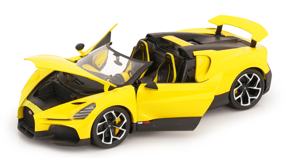 Bugatti W16 Mistral Cabriolet yellow/black 1:18 Bburago