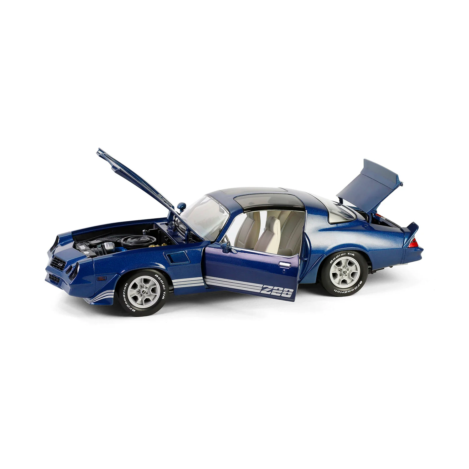 Chevrolet Camaro Z/28 with T-Tops dark blue/charcoal stripes 1:18 GreenLight
