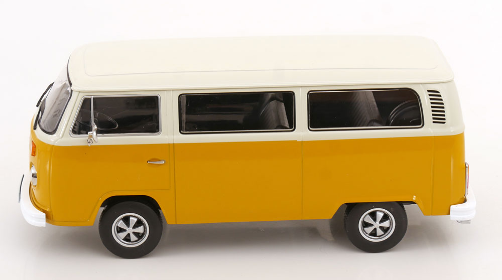 Volkswagen T2b Bus 1972 yellow/white with Fuchs Rims 1:18 KK Scale