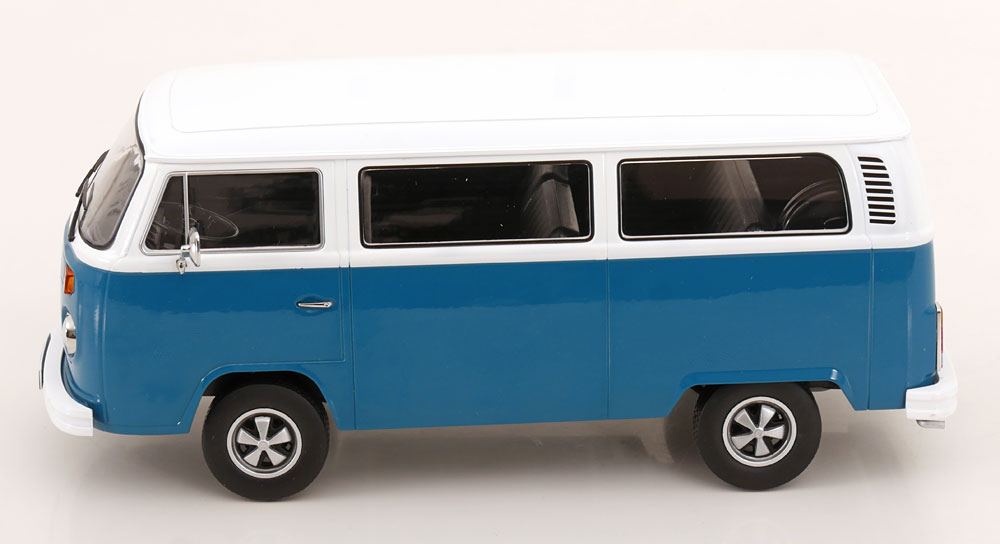 Volkswagen T2b Bus 1972 blue/white with Fuchs Rims 1:18 KK Scale