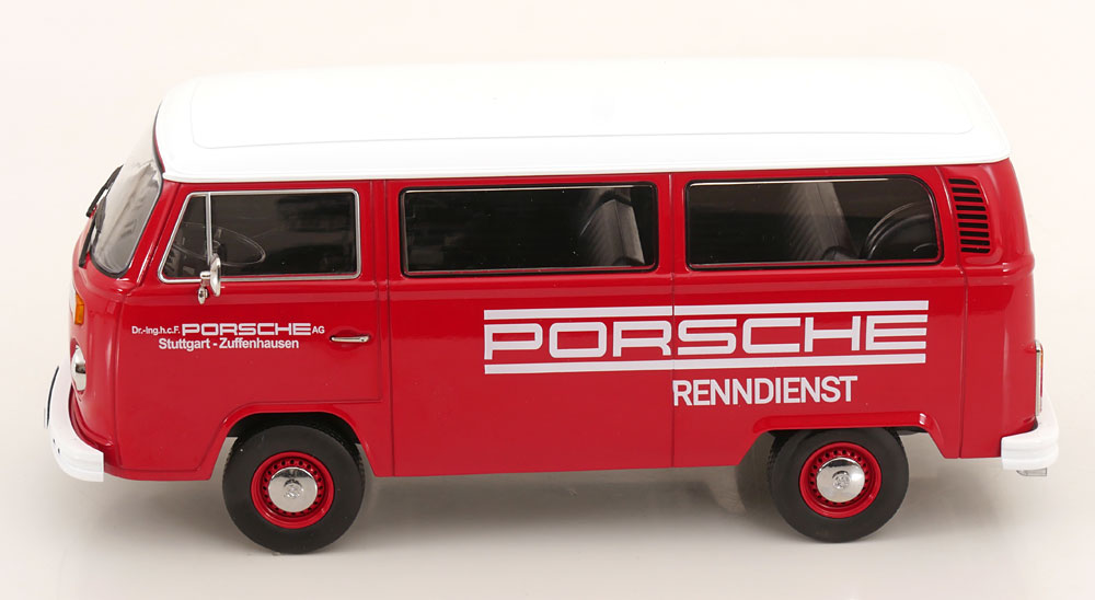 Volkswagen T2b Bus 1972 *Porsche Renndienst* red/white 1:18 KK Scale