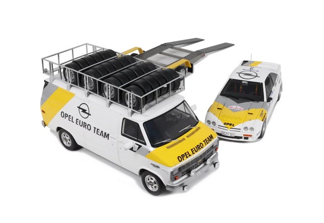 Rally Pack - Chevrolet G30 Assistance Van with Trailer + Opel Manta Gr.B #3 G.Fréquelin Tour de Corse 1984 1:18 OttOmobile