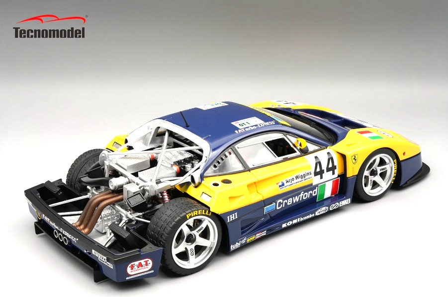 Ferrari F40 LM 3.5L Turbo V8 Team ENNEA SRL IGOL #44 Della Noce/Olofsson/Rosenblad 24H Le Mans 1996 with Opening Rear Trunck and Engine Part (magnetic system) 1:18 Tecnomodel