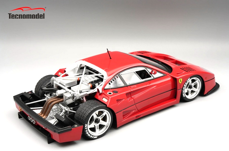 Ferrari F40 LM Press Version 1996 with Opening Rear Trunck and Engine Part (magnetic system) 1:18 Tecnomodel