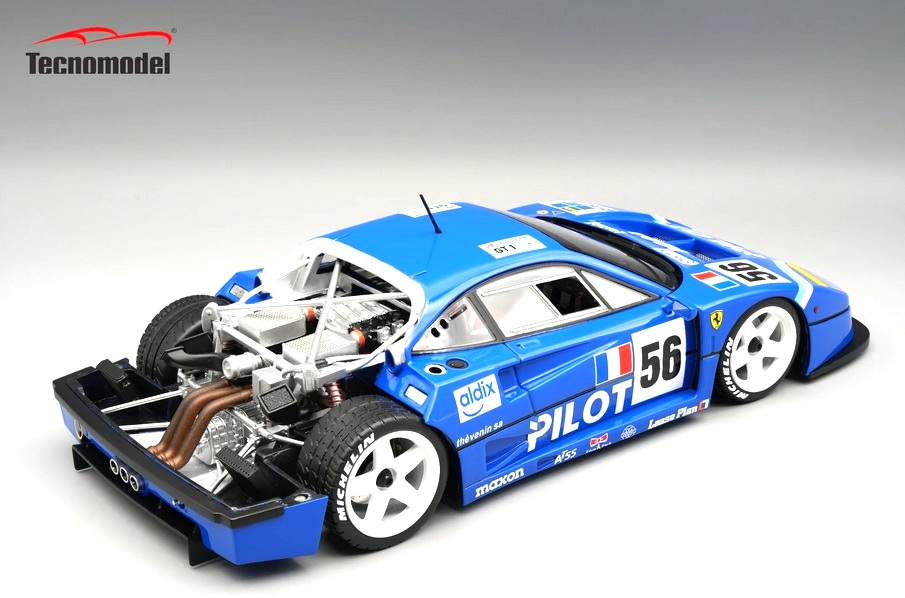 Ferrari F40 LM 3.5L Turbo V8 Team Pilot Pen Racing #56 Ferte/Thevenin/Leboissetier 24H Le Mans 1996 with Opening Rear Trunck and Engine Part (magnetic system) 1:18 Tecnomodel