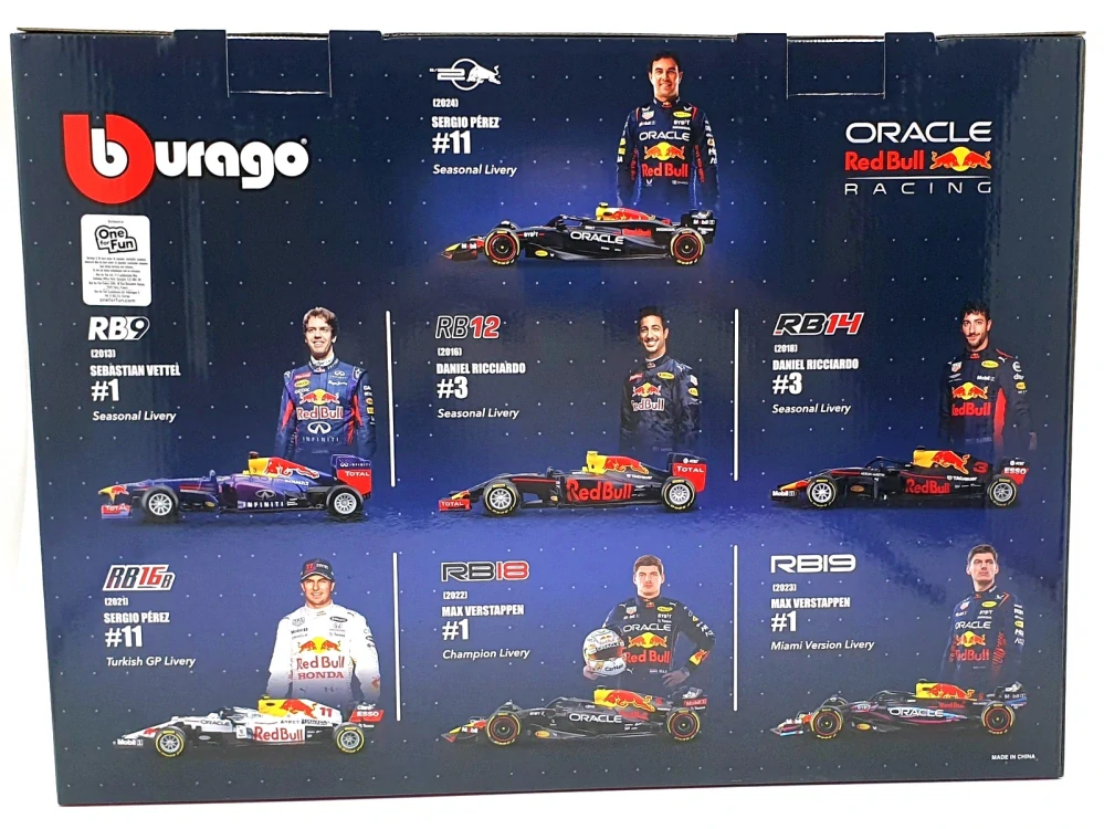 Red Bull Set - Red Bull RB9 #1 2013-RB11 #3 2015-RB12 #3 2016-RB16B #33 2021-2X RB19 #11 2021-RB20 #1 2024 1:43 Bburago
