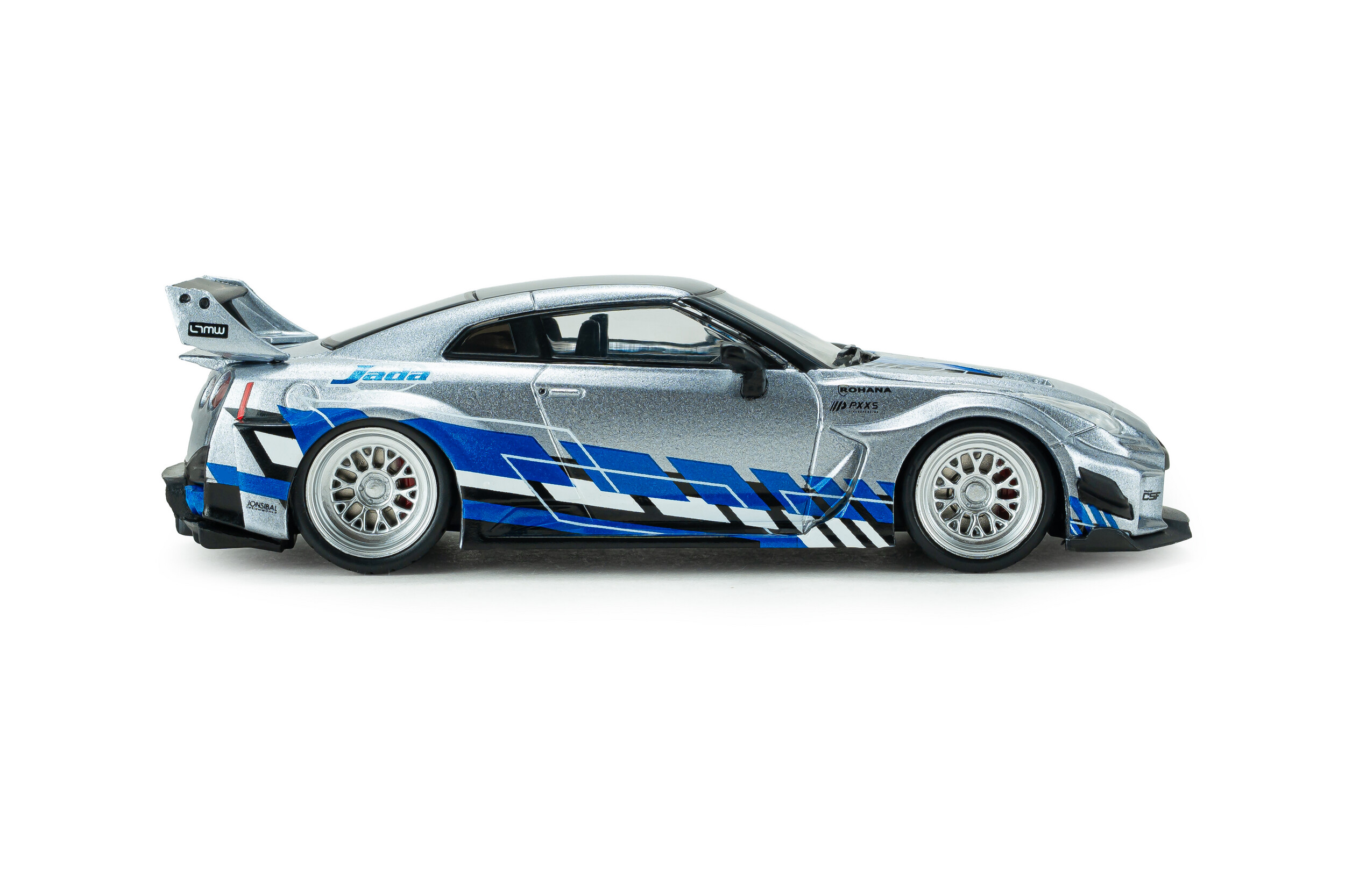Nissan GT-R R35 Liberty Walk Silhouette 2020 silver/blue stripes 1:43 Solido