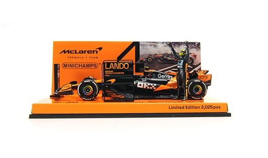 McLaren MCL39 #4 L.Norris World Champion Abu Dhabi GP 2025 with Standing Figurine Pitboard & Position Board 1:43 Minichamps