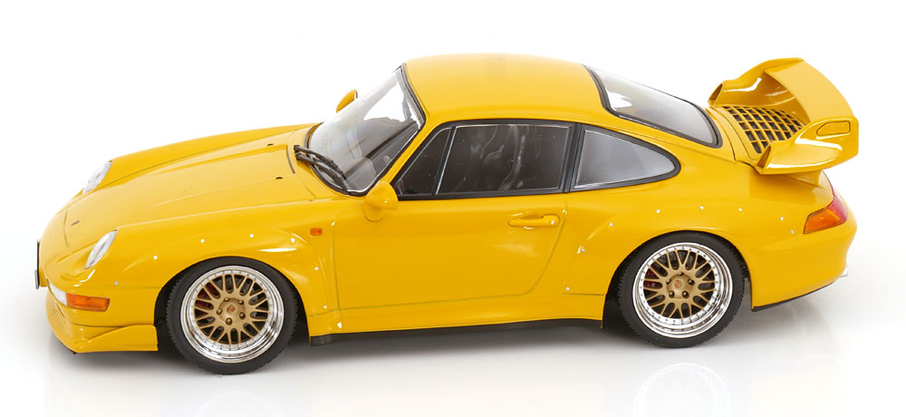 Porsche 911 993 GT2 Coupe 1996 BBS Rims yellow 1:18 KK Scale