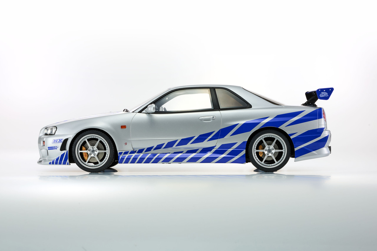 Brian's Nissan Skyline GT-R R34 RHD 2001 *Fast & Furious* silver/blue 1:12 Kyosho