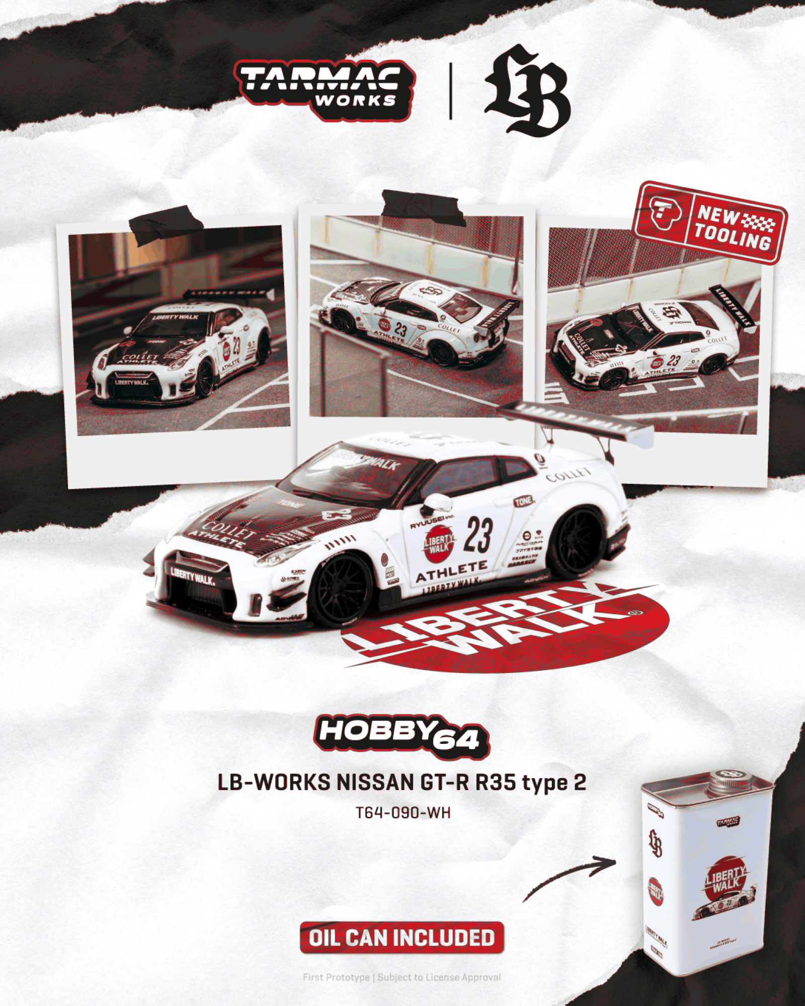 Nissan GT-R R35 *LB-WORKS* Type 2 White Athlete X Collet In A LB Limited Tin Can 2025 1:64 Tarmac