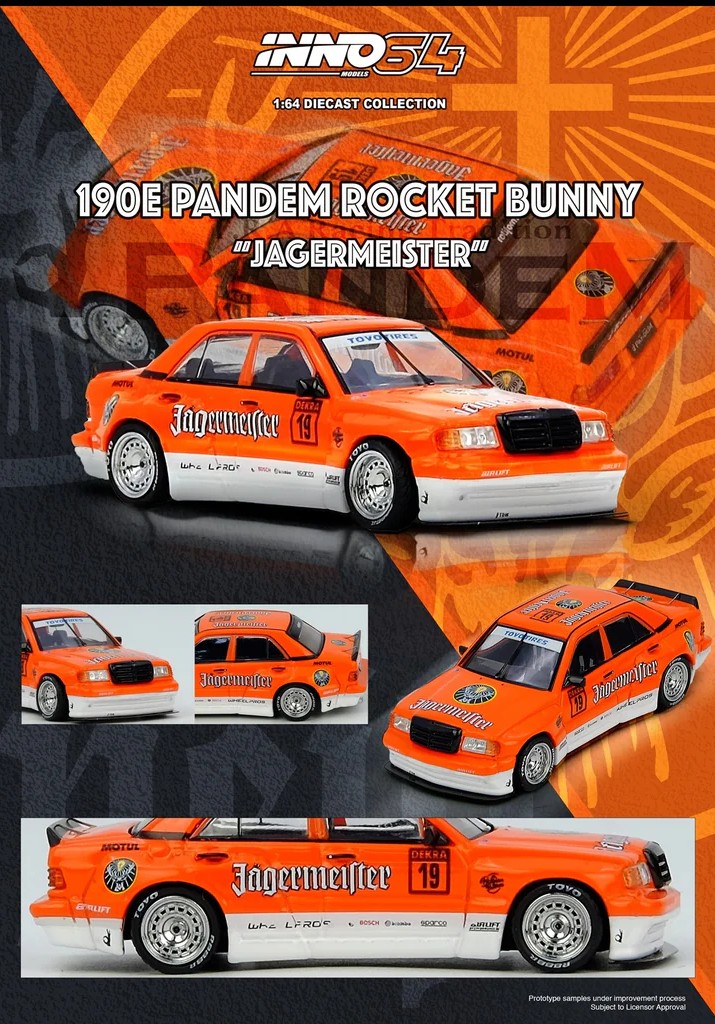 Mercedes-Benz 190E Rocket Bunny Pandem "Jagermeister" 1:64 Inno Models