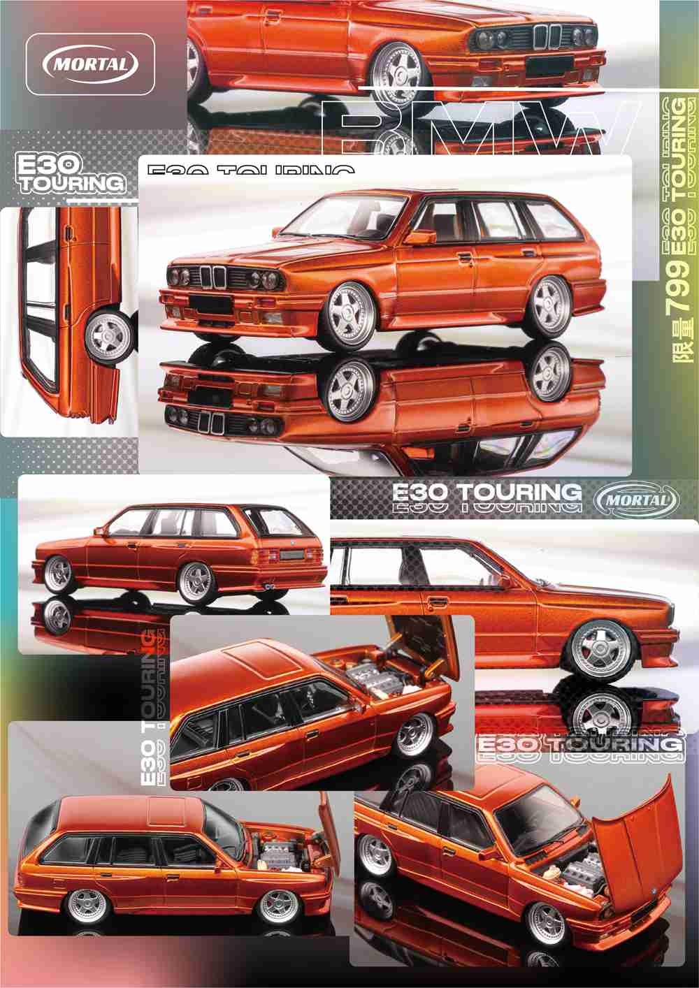 BMW E30 Touring Wagon Wide-Body orange 1:64 Mortal Model