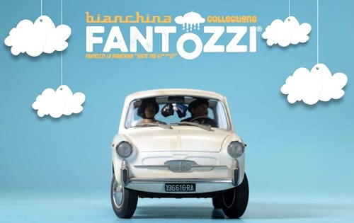 Autobianchi 4 Seats *TV-Series Fantozzi* 1975 with Figurines Fantozzi and Miss Silvani 1:18 CLC