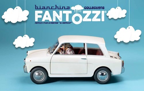Autobianchi 4 Seats *TV-Series Fantozzi* 1983 with Figurines Fantozzi and Filini 1:18 CLC