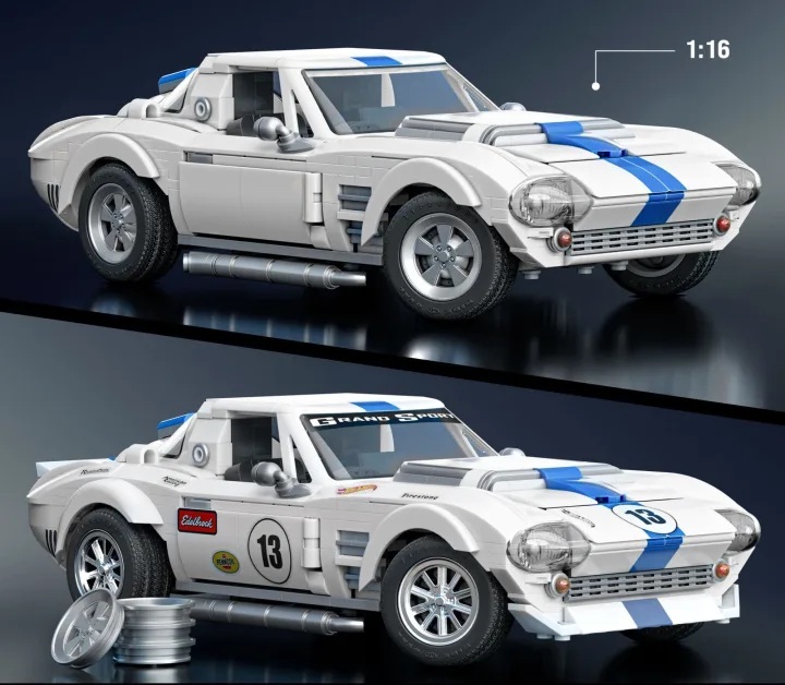 Corvette Grand Sport Hot Wheels *Elite Series* white/blue stripe 1:16 Hot Wheels Brick Shop
