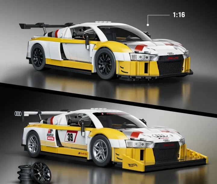Audi R8 LMS Hot Wheels *Elite Series* 2015 white/yellow 1:16 Hot Wheels Brick Shop