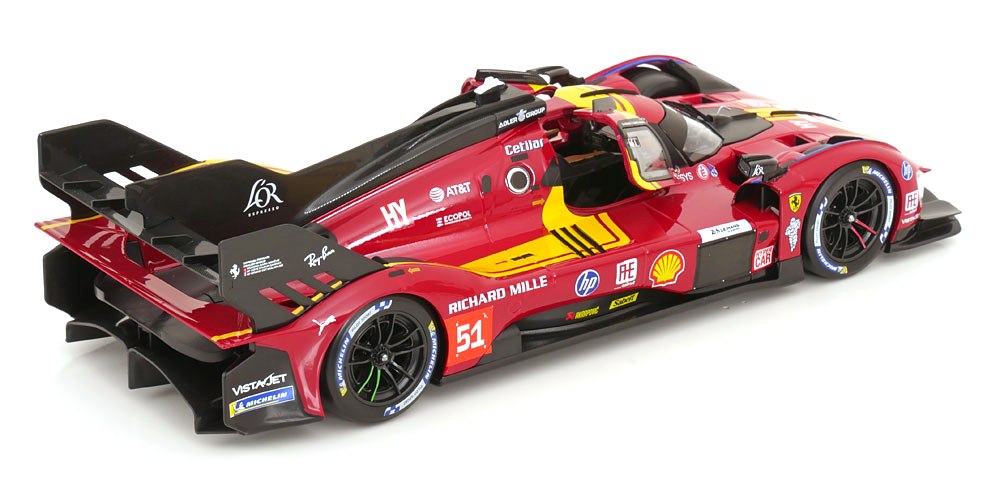 Ferrari 499P 3.0l Turbo V6 #51 Alessandro Pier Guid/James Calado/Antonio Giovinazzi Team Ferrari af Corse 3rd 24h Le Mans 2025 1:18 Bburago