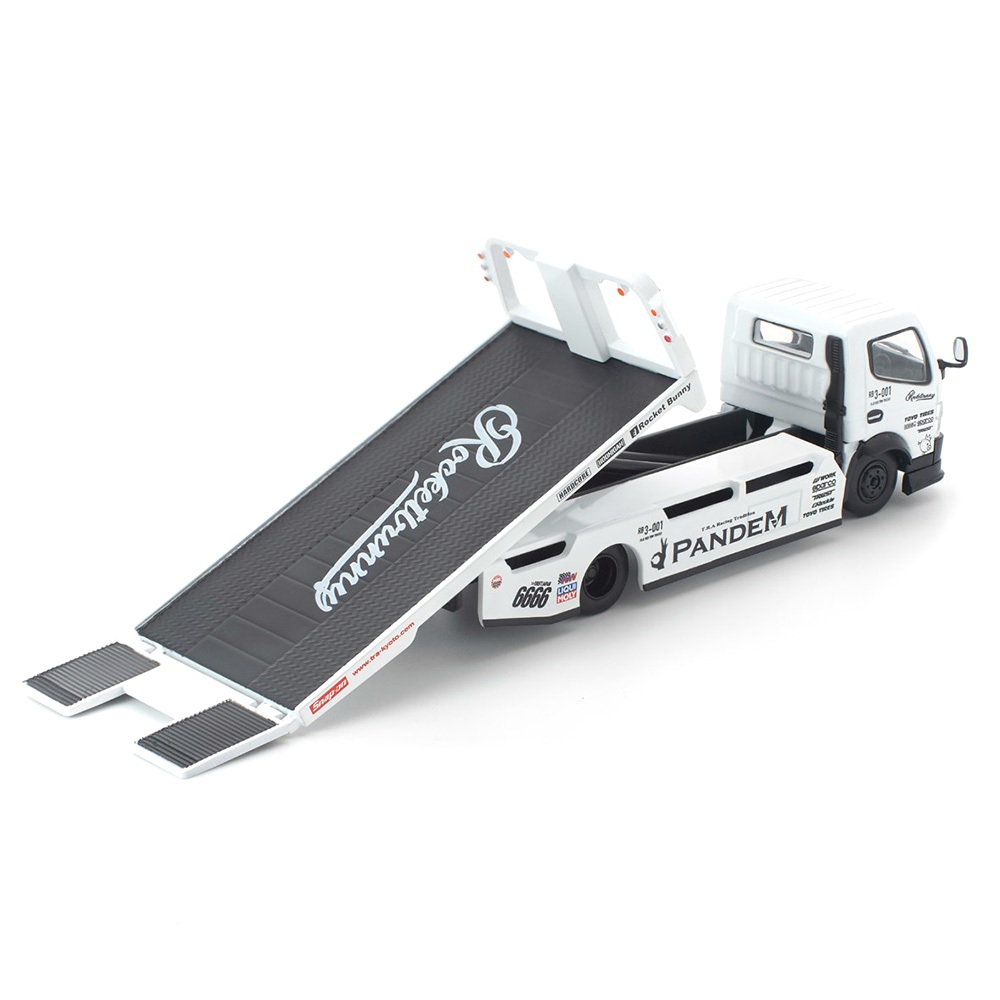 Mitsubishi Pandem Fuso 300 Flatbad Transporter white 1:64 Pop Race Limited
