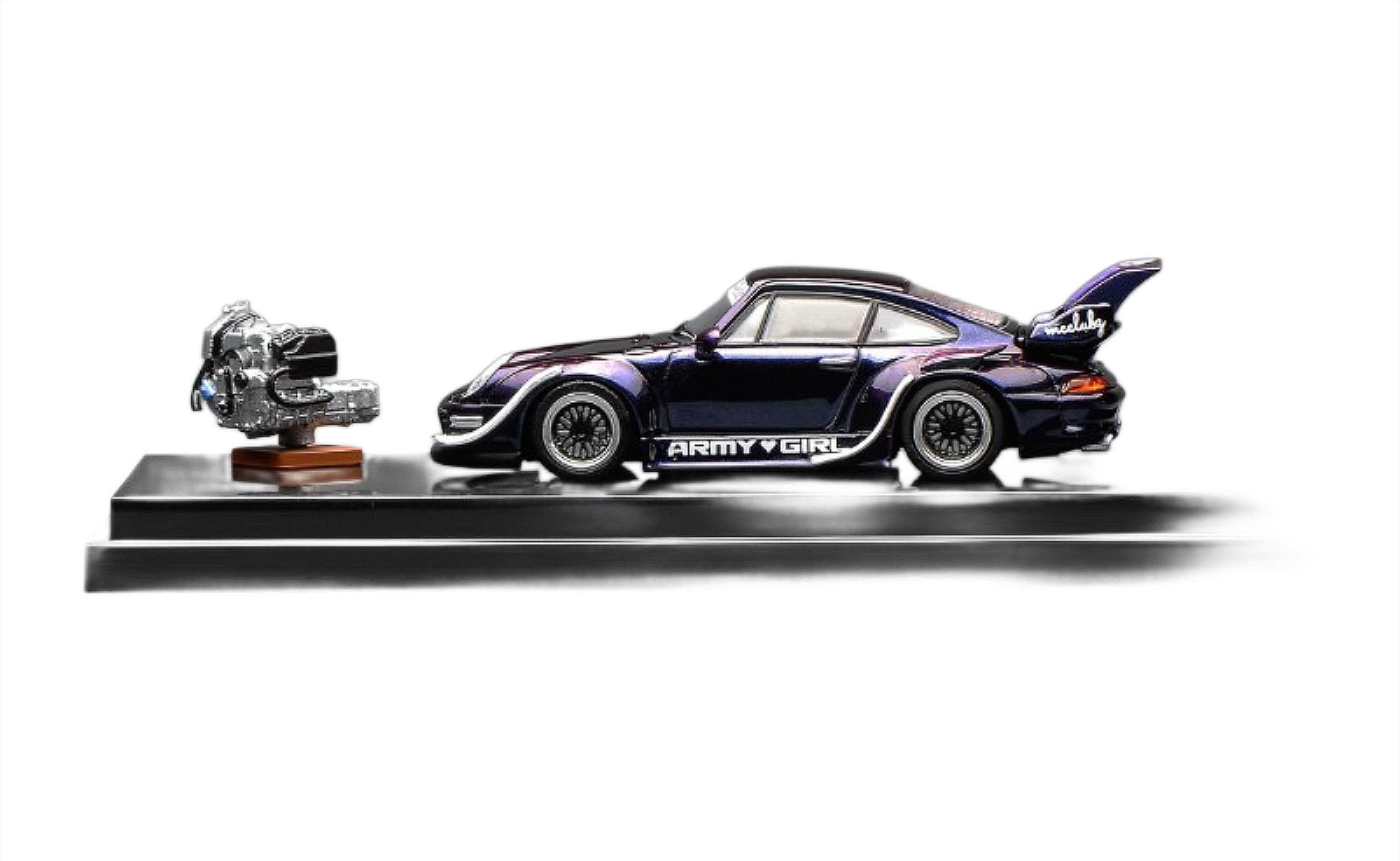 Porsche 911 993 RWB RAUH-Welt Army Girl Coupe 1993 purple 1:64 Motorhelix