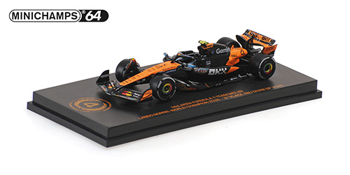 McLaren MCL39 #4 L.Norris World Champion Abu Dhabi GP 2025 with Standing Figurine Pitboard & Position Board 1:64 Minichamps
