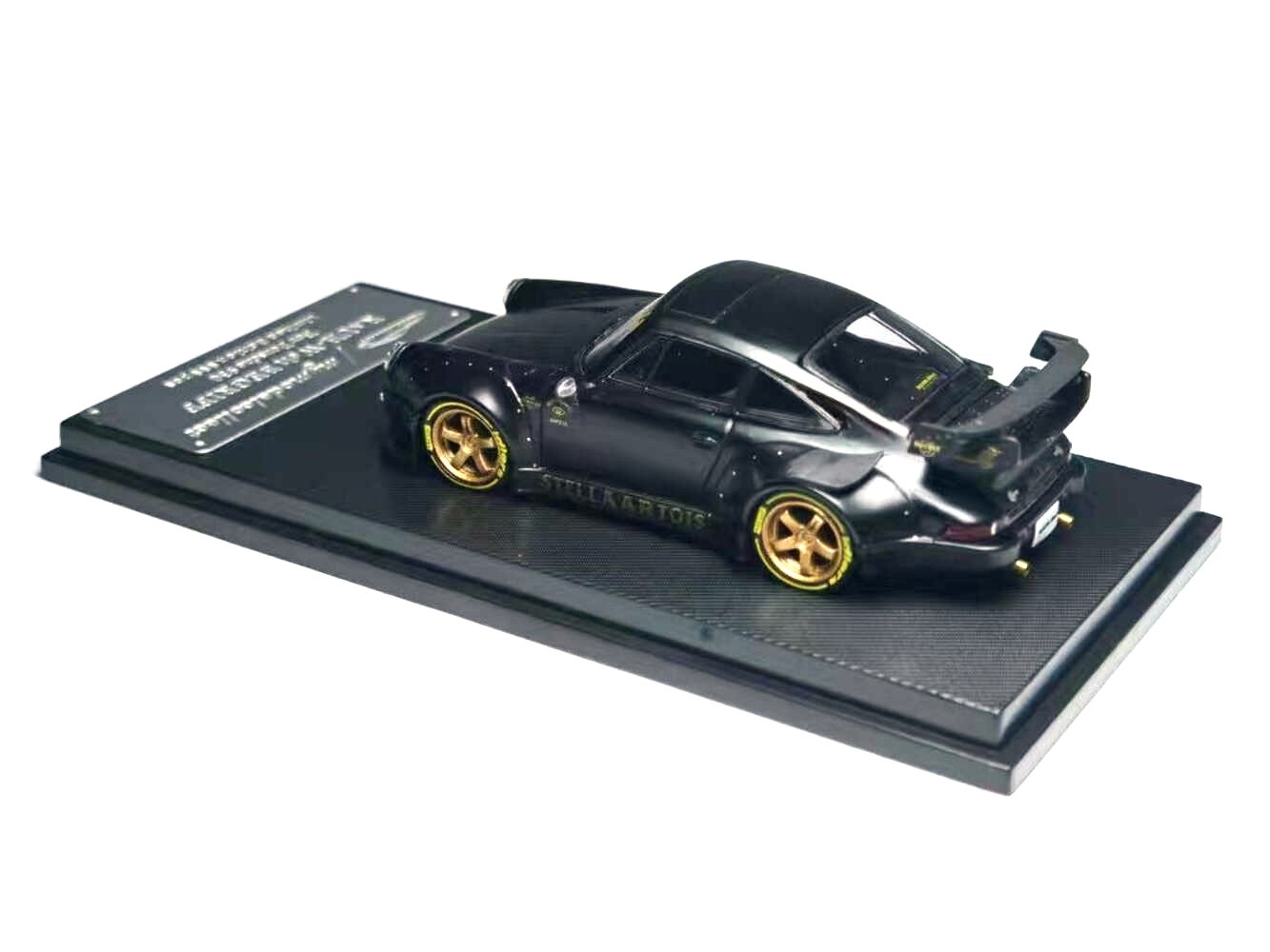 Porsche RWB 930 3.8 Type Wing *Stella Artois* With Figure matte black/gold 1:64 My Model Collect