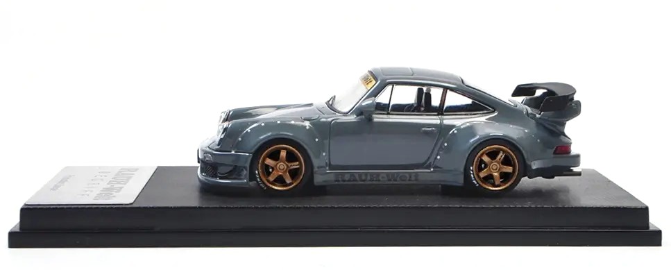 Porsche RWB 930 3.8 Type Wing nardo gray/gold rims 1:64 My Model Collect