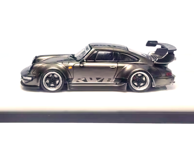 Porsche RWB 964 High Wing pearl grey chrome 1:64 My Model Collect