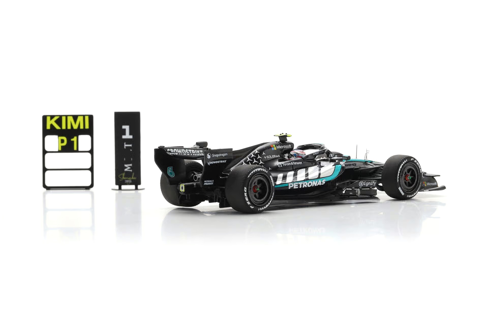 Mercedes-AMG Petronas F1 Team W17 #12 K.Antonelli Winner Chinese GP 2026 with Bigger Base Plate & Pit Board 1:43 Spark