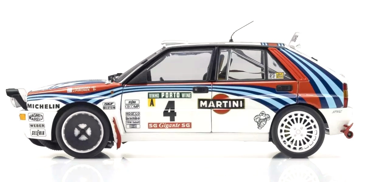 Lancia Delta HF Integrale Evoluzione Martini #4 Kankkunen/Piironen Winner Rally Portugal 1992 night version 1:18 Kyosho