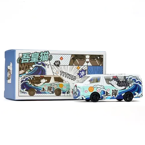 Toyota Hiace *SUPERMOCAT - STUDY HARD* blue/white 1:64 Massdi