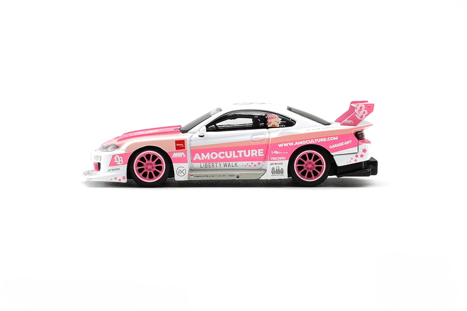 Nissan Silvia (S15) LB-Super Silhouette Amoculture 2026 white/pink 1:64 Mini GT