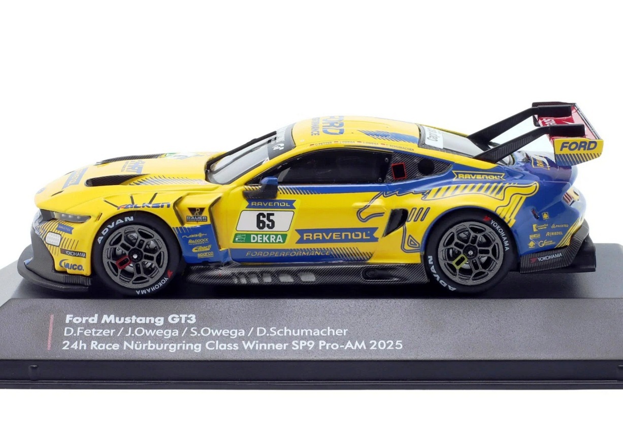 Ford Mustang GT3 HRT Ford Performance #65 Fetzer/Schumacher/S.Owega/J.Owega 4th 24H Nürburgring 2025 1:43 Ixo Models