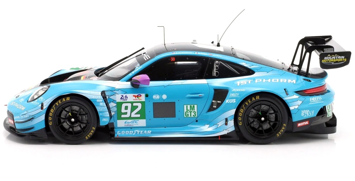 Porsche 911 GT3 R Manthey 1st Phorm #92 Hardwick/Lietz/Pera Winner LMGT3 24H Le Mans 2025 1:18 Ixo Models