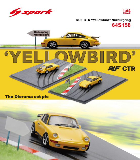 RUF CTR "Yellowbird" Prototype Nürburgring Limited 1987 (With Special Base) 1:64 Spark